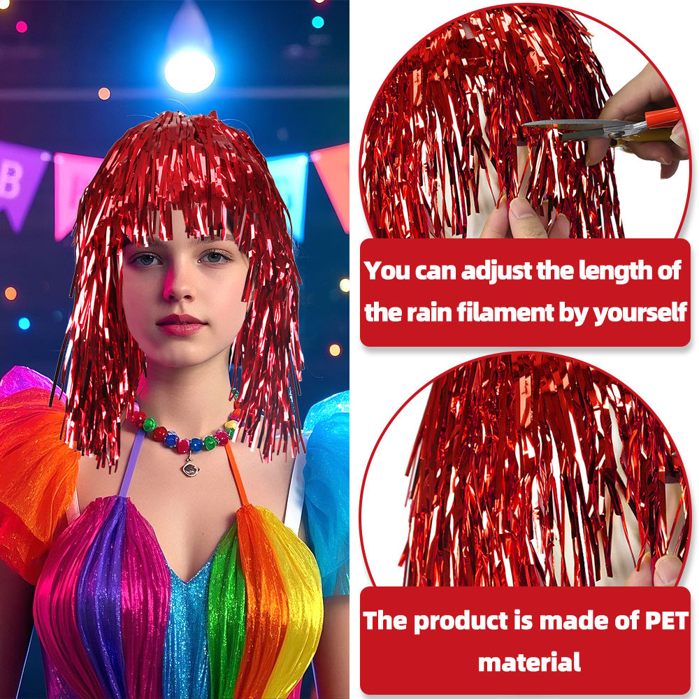 Cosplay Disco Wig Foil Tinsel  - Tinsel Garland Decoration ulasan dan harga
