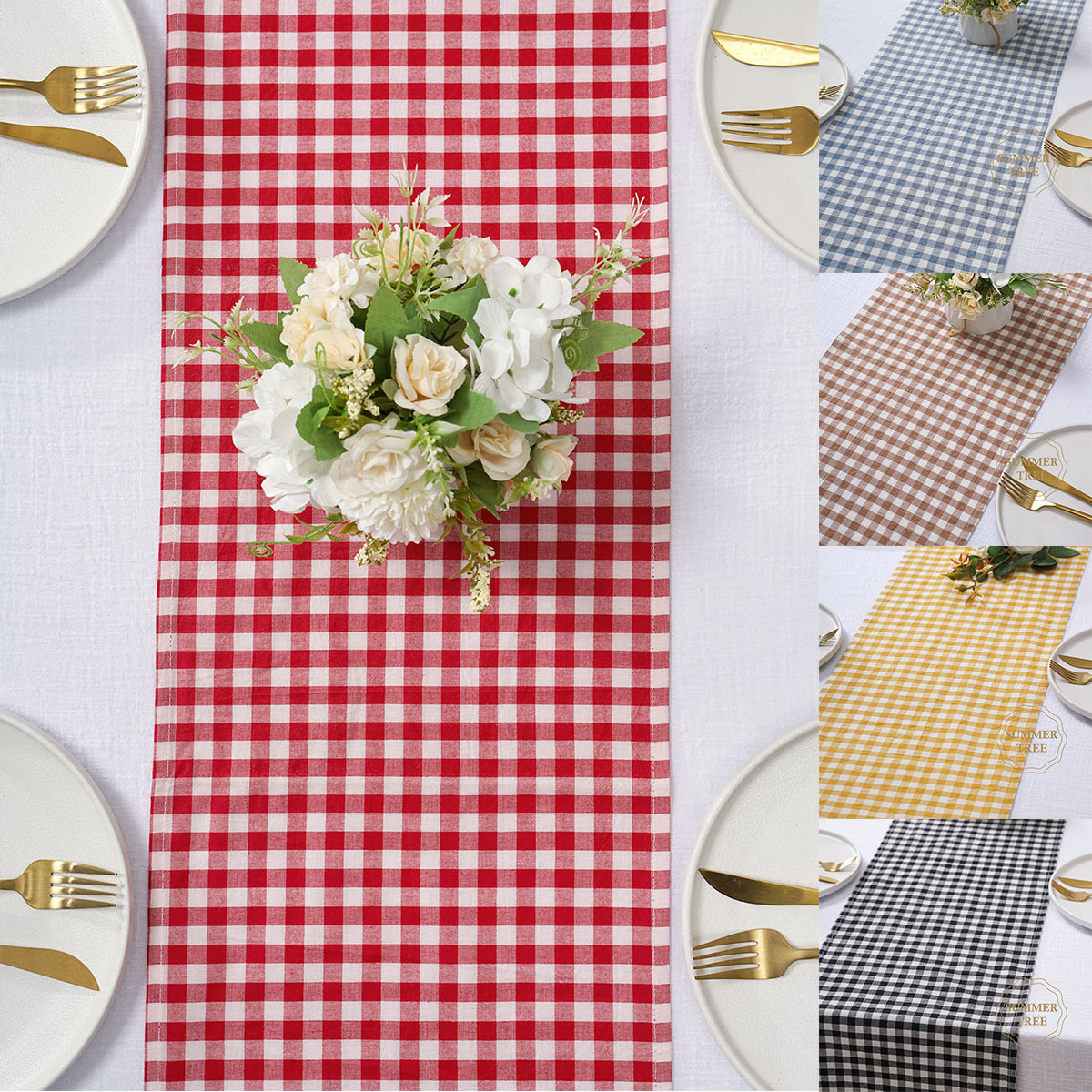 Rustic Plaid Cotton Table Runn - Christmas Throw Blanket ulasan dan harga