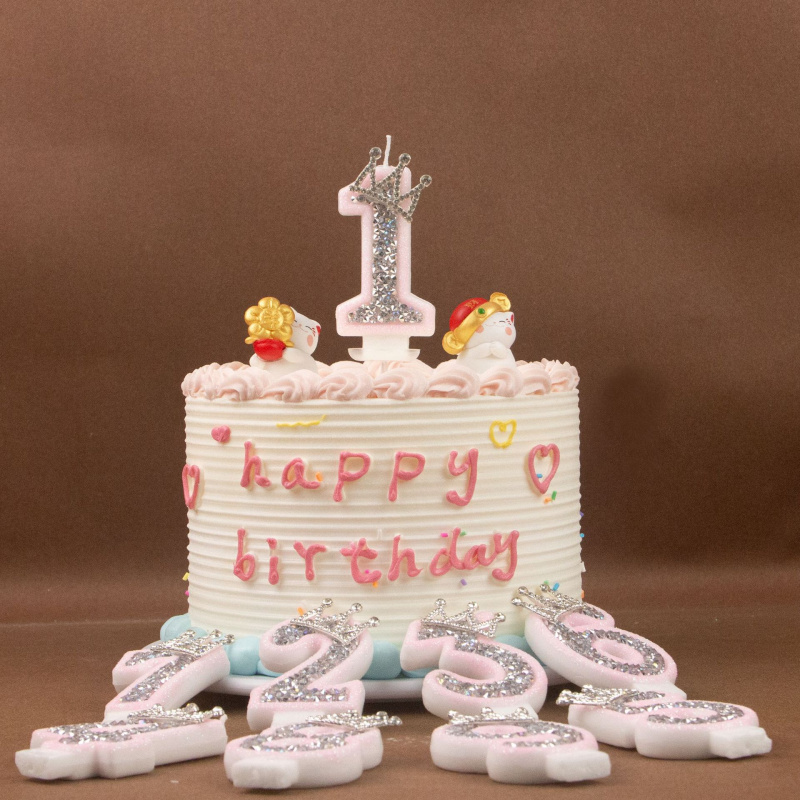 Digital Candles 0-9 Pink Silve - Holiday Candle Set ulasan dan harga