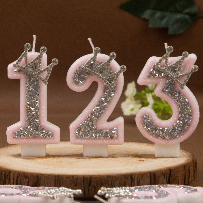 Digital Candles 0-9 Pink Silve - Holiday Candle Set ulasan dan harga