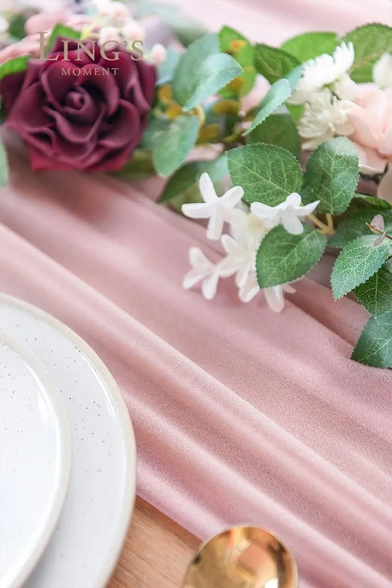 Chiffon White Table Runner Tab - Christmas Table Runner ulasan dan harga