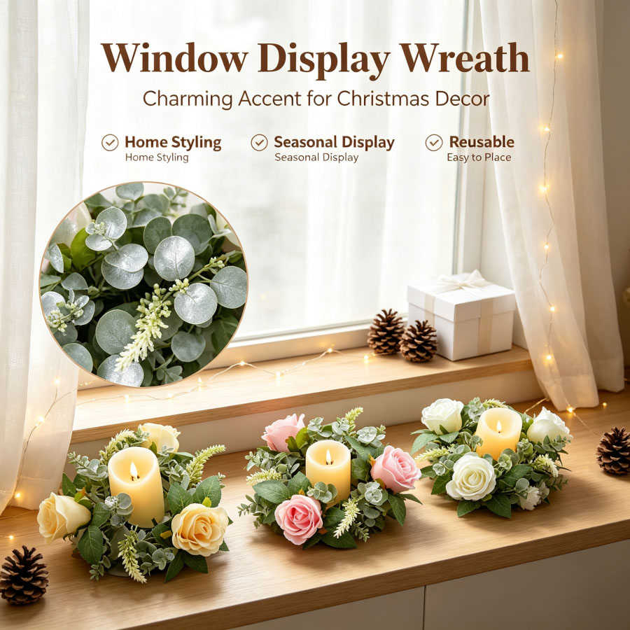 Artificial Rose Wreath Shaped  - Christmas Wreath Fake ulasan dan harga